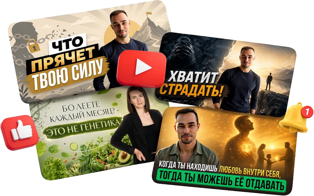 Примеры обложек для видео, созданных сервисом МастерскAIя